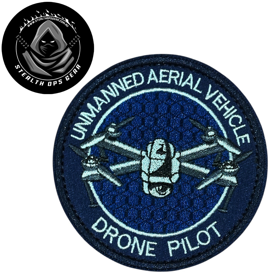 Unleash your creativity with the Drone Pilot Blue Embroidery Patch Hook &amp; Loop Stealth Ops Gear&nbsp;! Measuring 8cm and featuring a beautifully embroidered design and secure hook &amp; loop backing, this patch is a must-have for any collector. www.moralepatches.com.au