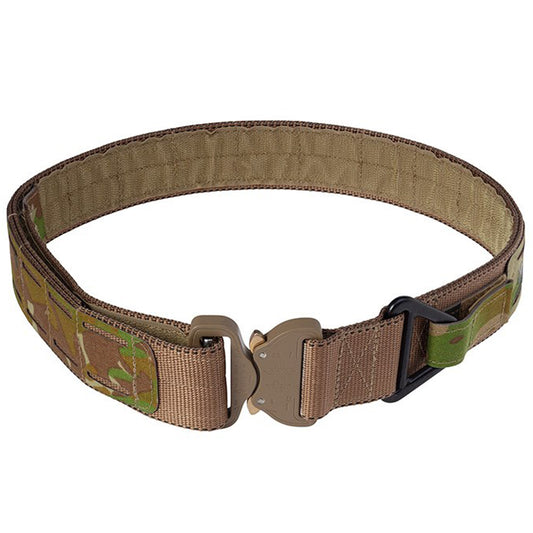 Discover ultimate stability with the ECS BELT. Constructed from double layer 38mm TY13 Resin coated webbing, this belt features AUSTRI ALPIN COBRA Buckle and AL-44 V Ring attachment point to keep you secure. The outside is also equipped with a Laminated laser cut MOLLE system and inner hook Velcro lining, ensuring effortless attachment and stabilizing of pouches! Experience strength and safety like never before. www.moralepatches.com.au