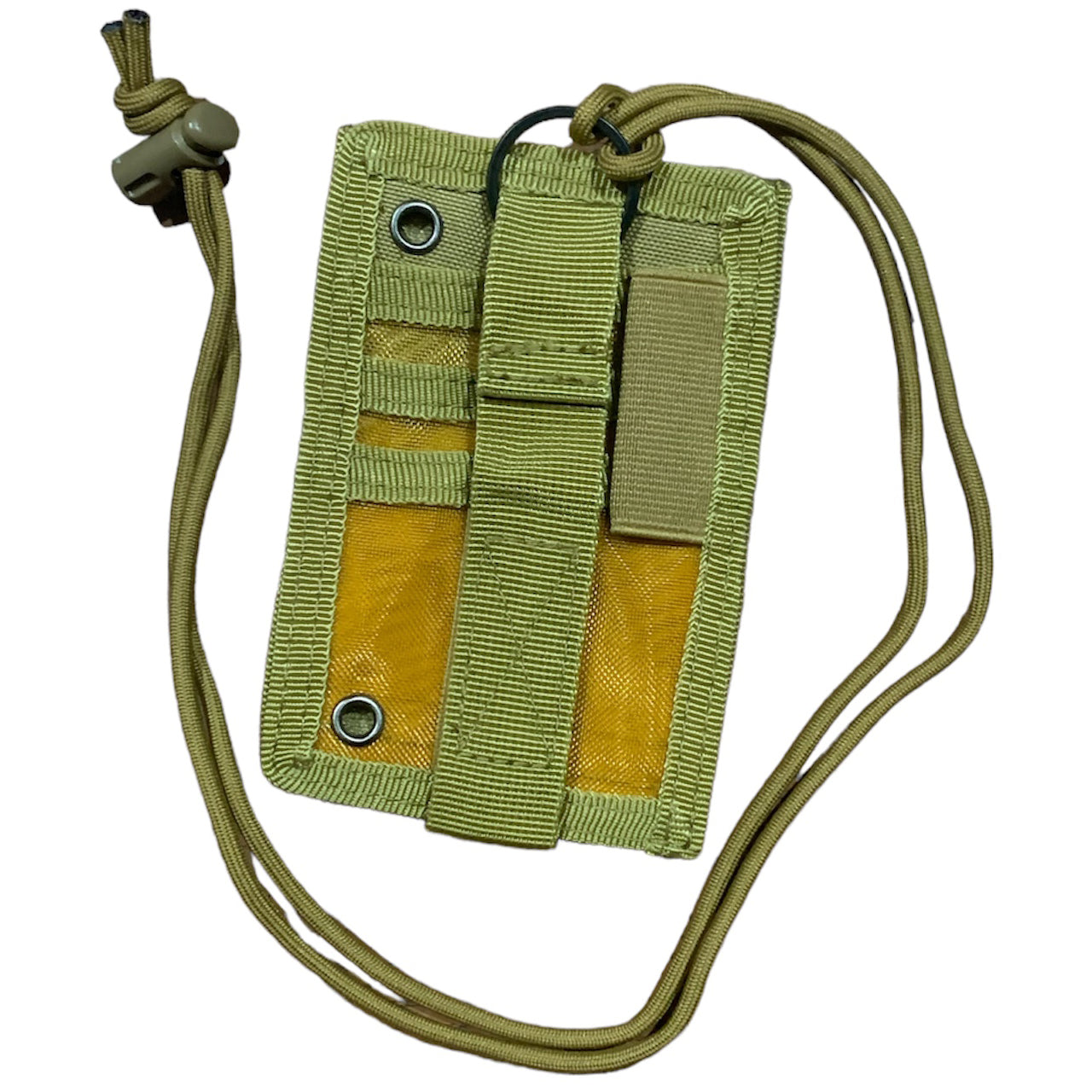 Elevate your tactical gear with the Elite Tactical MOLLE Capable ID Holder in Coyote. Its convenient front ID window and MOLLE compatibility make it the perfect accessory for attaching to your equipment or wearing around your neck. With space for a pen and three separate card slots in the back, this holder offers added security for your valuables. The tear away front ID holder and included paracord with toggle add a rugged and functional touch. www.moralepatches.com.au