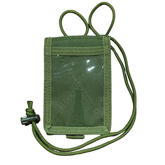 Elevate your tactical gear with the Elite Tactical MOLLE Capable ID Holder in OD Green. Its convenient front ID window and MOLLE compatibility make it the perfect accessory for attaching to your equipment or wearing around your neck. With space for a pen and three separate card slots in the back, this holder offers added security for your valuables. The tear away front ID holder and included paracord with toggle add a rugged and functional touch. www.moralepatches.com.au