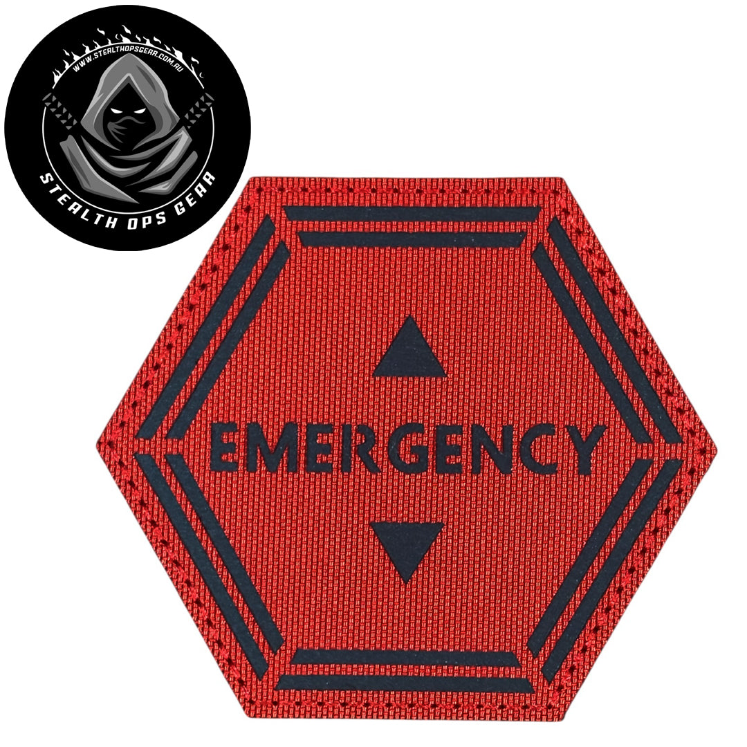 Unleash your creativity with the Emergency Laser Cut Patch Hook &amp; Loop Stealth Ops Gear! Measuring 8x9cm and featuring a beautifully embroidered design and secure hook &amp; loop backing, this patch is a must-have for any collector. www.moralepatches.com.au