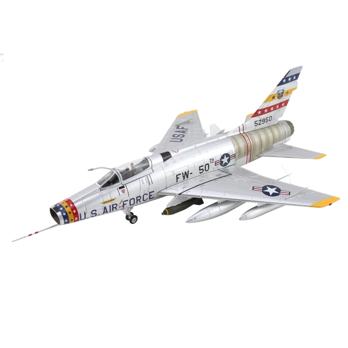 Own a piece of aviation history with this meticulously detailed 1/72 scale F-100D Super Sabre diecast model—the legendary "Hun" that broke the sound barrier. This historically accurate replica captures the aircraft that dominated Cold War skies and proved itself in Vietnam's most intense combat missions.  www.moralepatches.com.au