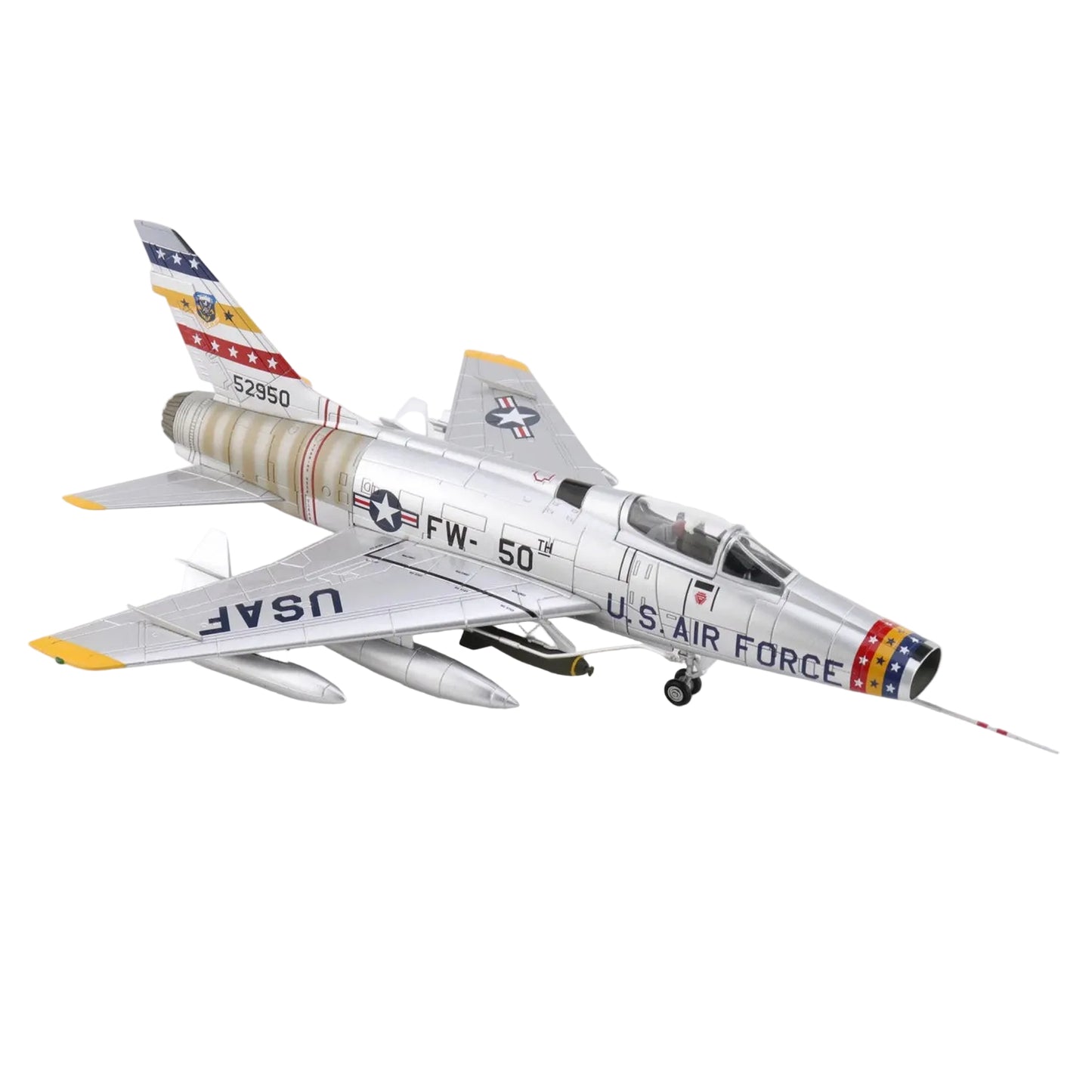 Own a piece of aviation history with this meticulously detailed 1/72 scale F-100D Super Sabre diecast model—the legendary "Hun" that broke the sound barrier. This historically accurate replica captures the aircraft that dominated Cold War skies and proved itself in Vietnam's most intense combat missions.  www.moralepatches.com.au