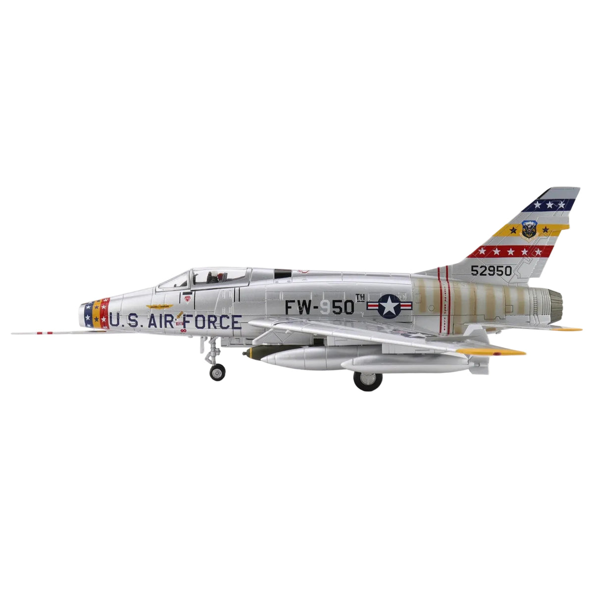 Own a piece of aviation history with this meticulously detailed 1/72 scale F-100D Super Sabre diecast model—the legendary "Hun" that broke the sound barrier. This historically accurate replica captures the aircraft that dominated Cold War skies and proved itself in Vietnam's most intense combat missions.  www.moralepatches.com.au