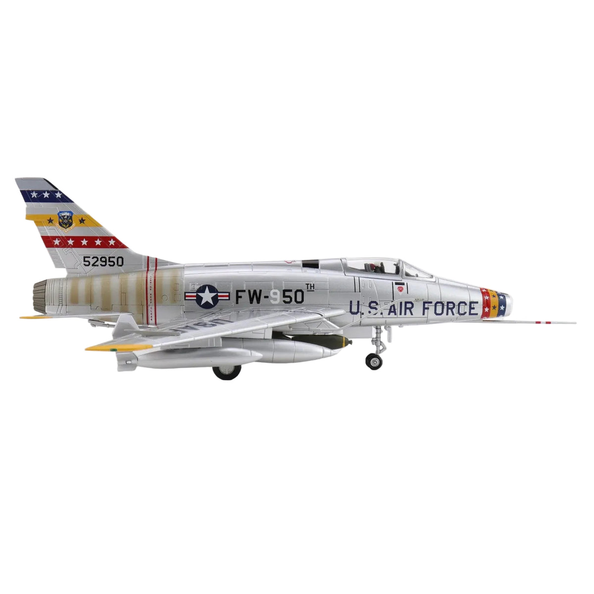 Own a piece of aviation history with this meticulously detailed 1/72 scale F-100D Super Sabre diecast model—the legendary "Hun" that broke the sound barrier. This historically accurate replica captures the aircraft that dominated Cold War skies and proved itself in Vietnam's most intense combat missions.  www.moralepatches.com.au