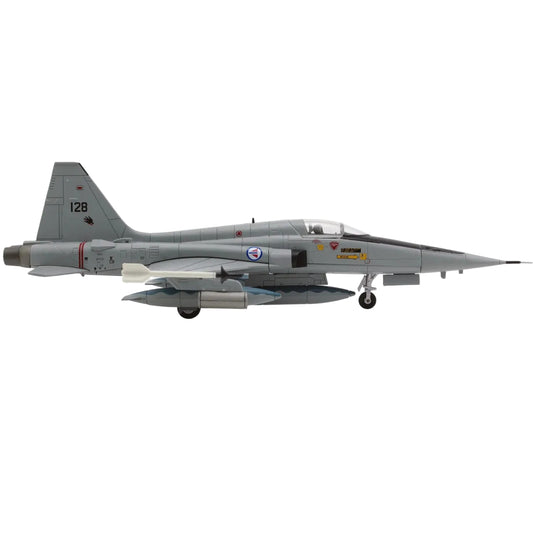 Hobby Master's HA33014 delivers a meticulously rendered 1:72 scale F-5A Freedom Fighter, serial 128, as flown by 336 Squadron of the Royal Norwegian Air Force in February 1998. www.moralepatches.com.au
