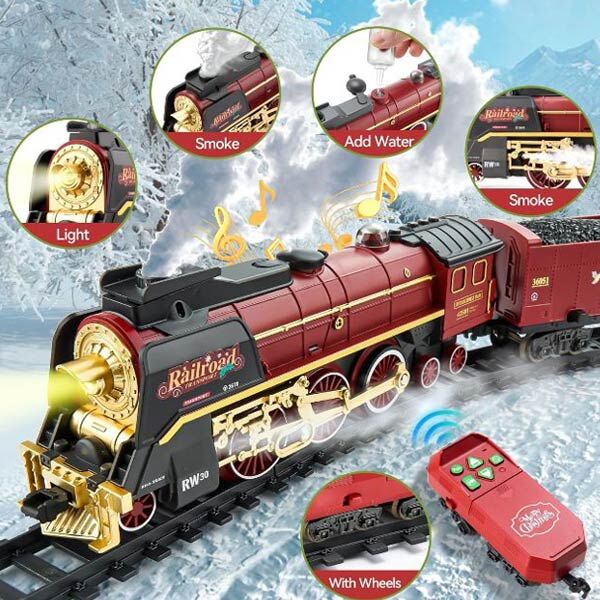 Bring festive cheer to your layout with this detailed Christmas-themed steam train diorama set, featuring realistic lights, steam effects, and a charming scenic environment for a magical holiday display! www.moralepatches.com.au