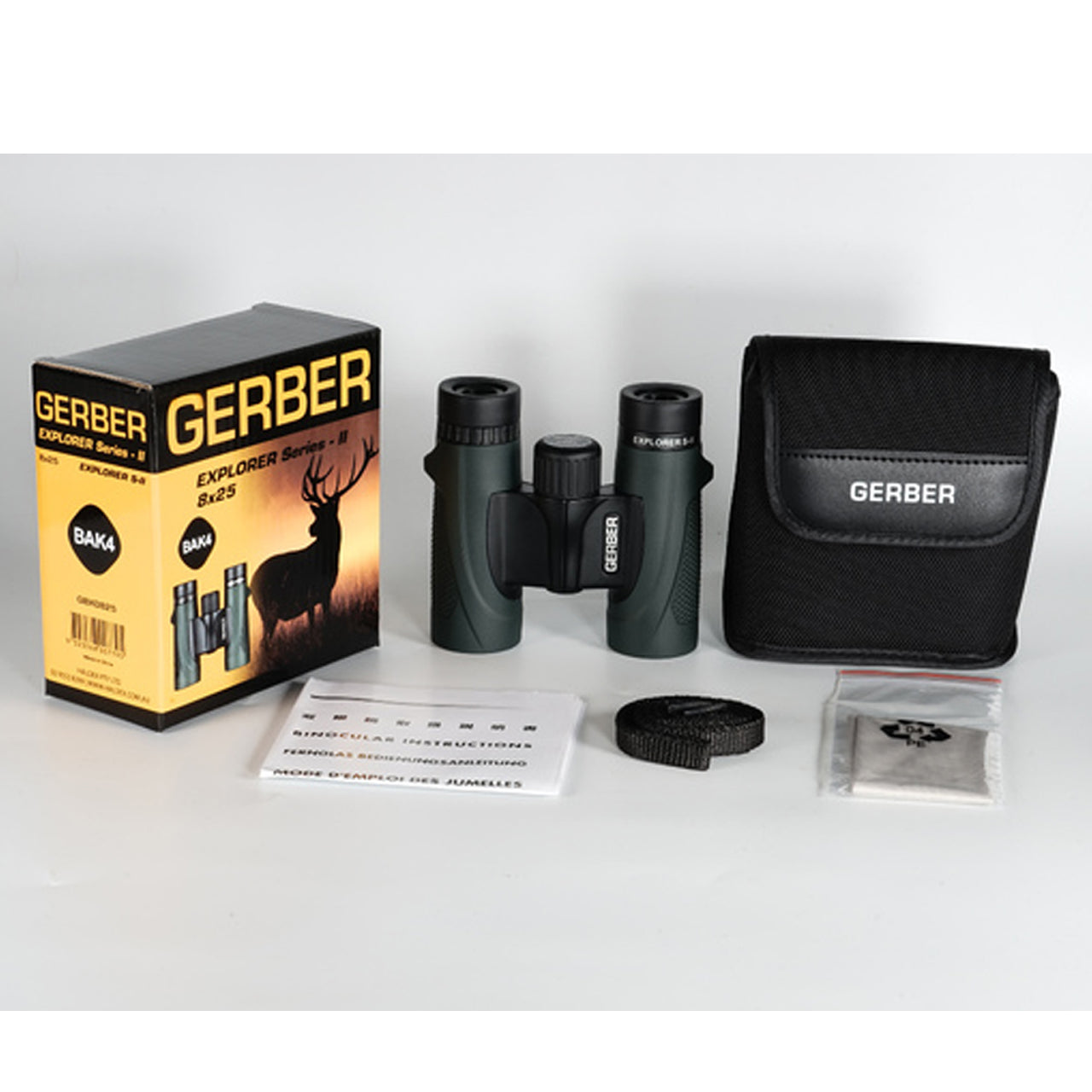 Gerber Explorer Series ii 8x25 compact&nbsp;roof prism binocular representing great value for money. Outdoor enthusiasts will find it a perfect companion for sports events, bird watching, hunting, hiking and nature observing. It features Multi-coated optics to obtain bright and crisp images of objects. It is waterproof and fogproof to be at home in harsh environments. www.moralepatches.com.au