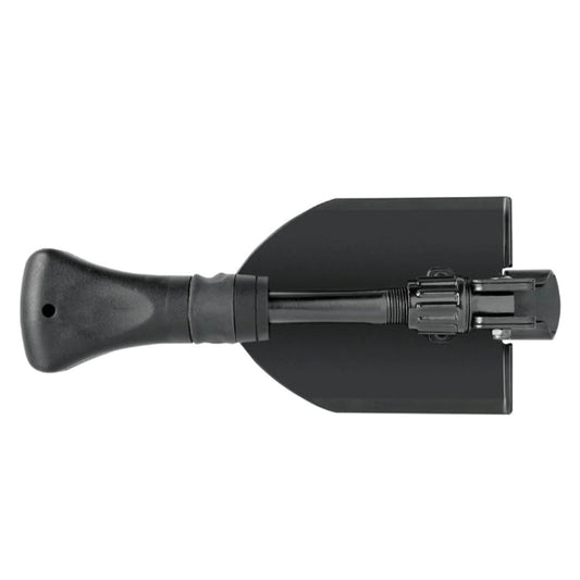 This lightweight, foldable shovel is ideal to bring along on back-country trips. A glass-filled nylon shaft and rubberized handle secure the grip for digging or hammering. Use as a spade or fold back to reveal a hammer for pounding, easily fold away with the push of a button. www.moralepatches.com.au