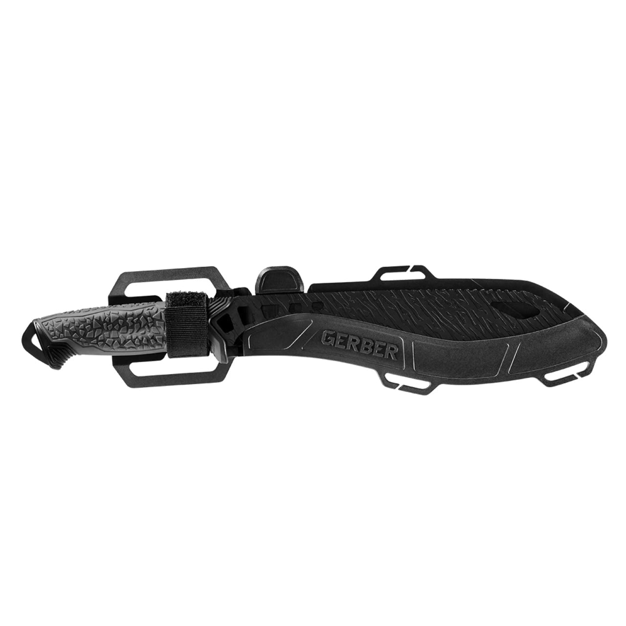 The weight-forward, skeletonized blade design gives swift results with less effort while the Chizl'd blade finish offers a sharp appearance. Forward jimping on the top of the blade gives grip when batoning, and the high comfort handle means less fatigue and hot spots. The slender multi-mount sheath has a push tab release for seamless deployment and re-sheathing. www.moralepatches.com.au