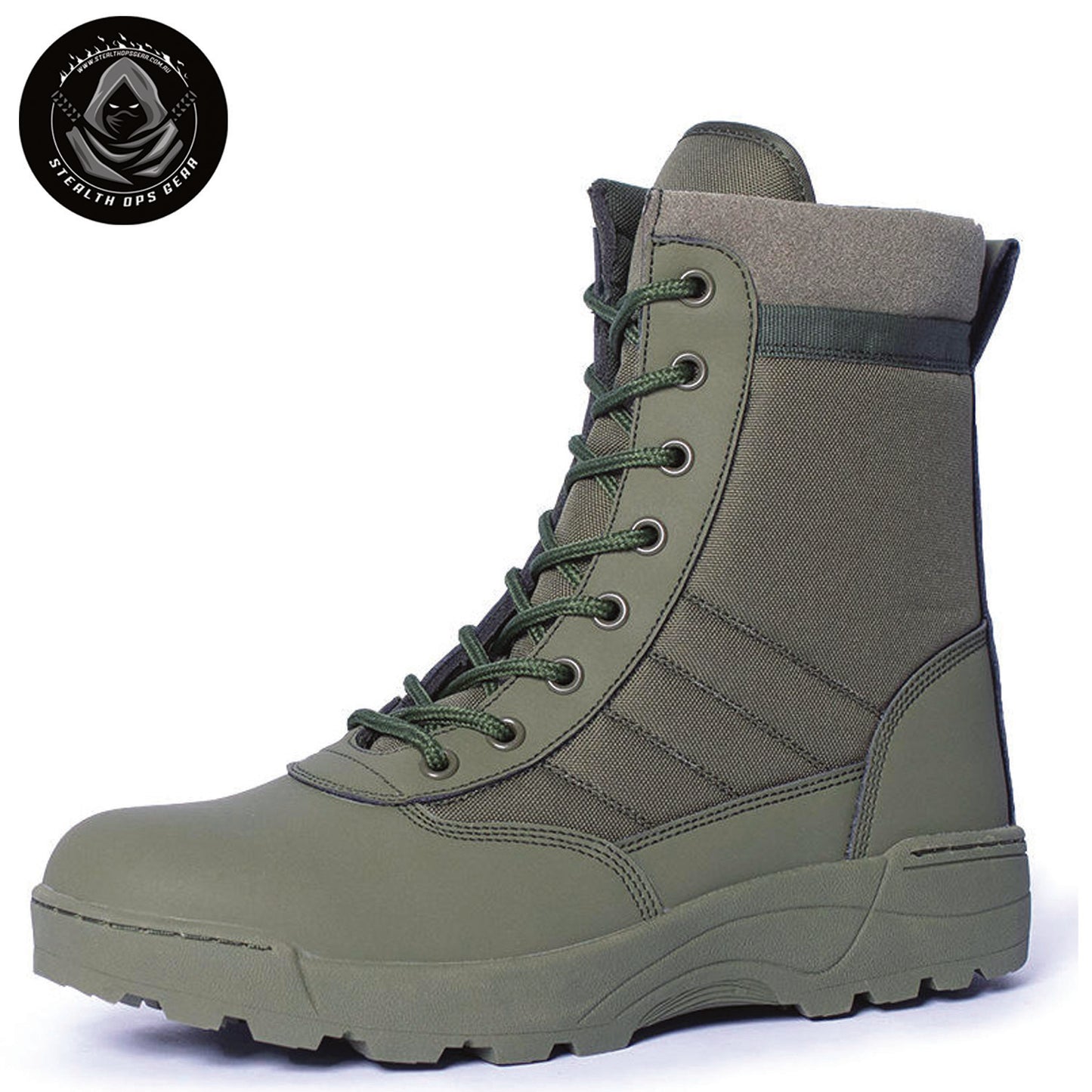 Experience uncompromising performance with Army Green Tactical Boots, engineered for demanding environments where reliability matters. These boots deliver exceptional shock absorption to reduce fatigue during extended wear, while advanced slip-resistant soles keep you stable on unpredictable terrain. www.moralepatches.com.au