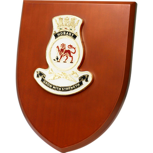 Celebrate the legacy of the HMAS Hobart with the beautifully crafted Shield Plaque. This striking plaque features a detailed representation of the ship’s insignia, offering a timeless tribute to its distinguished service and heritage. www.moralepatches.com.au