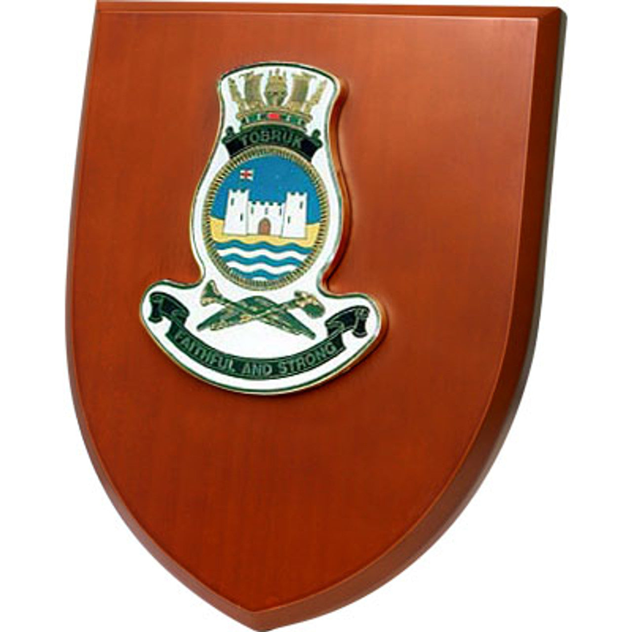 The Exceptional HMAS Tobruk Plaque is now available for order. This exquisite plaque showcases a stunning 100mm full colour enamel crest, elegantly placed on a 200x160mm timber finish shield.  www.moralepatches.com.au