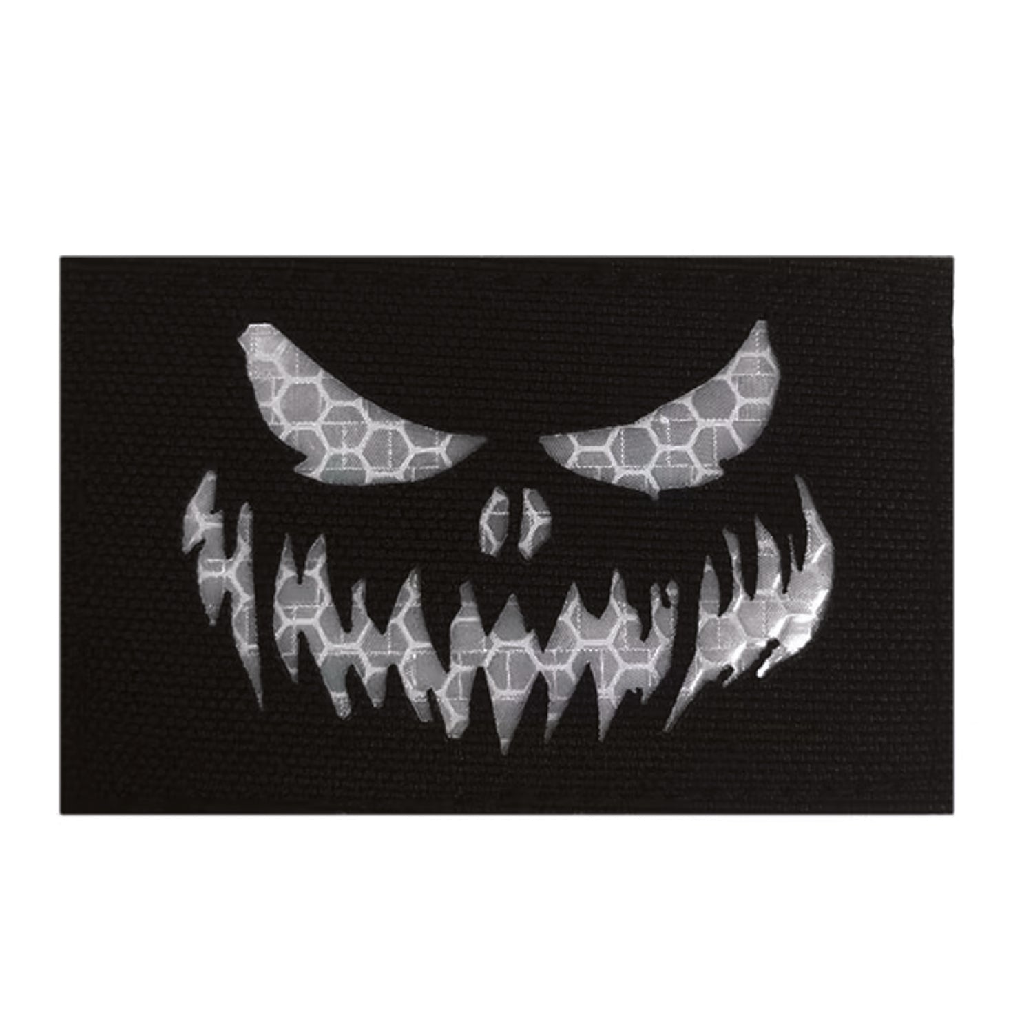 Stand out in low-light conditions with this striking Haunting Laser Cut Reflective Patch Hook &amp; Loop. Precision laser-cut design delivers crisp, detailed edges that catch the eye, while the reflective feature ensures visibility when it matters most.  www.moralepatches.com.au