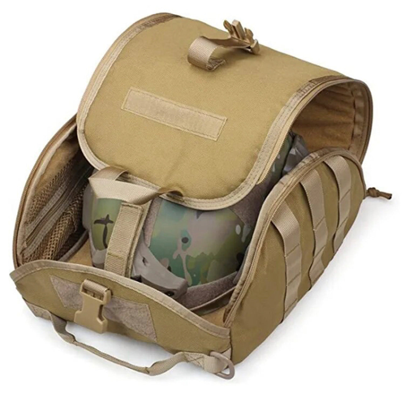 This incredible Tactical MOLLE Helmet Pouch is the perfect addition to your hiking and camping arsenal. Not only does it protect your helmet from the harshest elements, but it features two inner mesh pockets for accessories. What's more, the MOLLE grids on either side can be used to attach small pouches, adding even more value to your gear! www.moralepatches.com.au