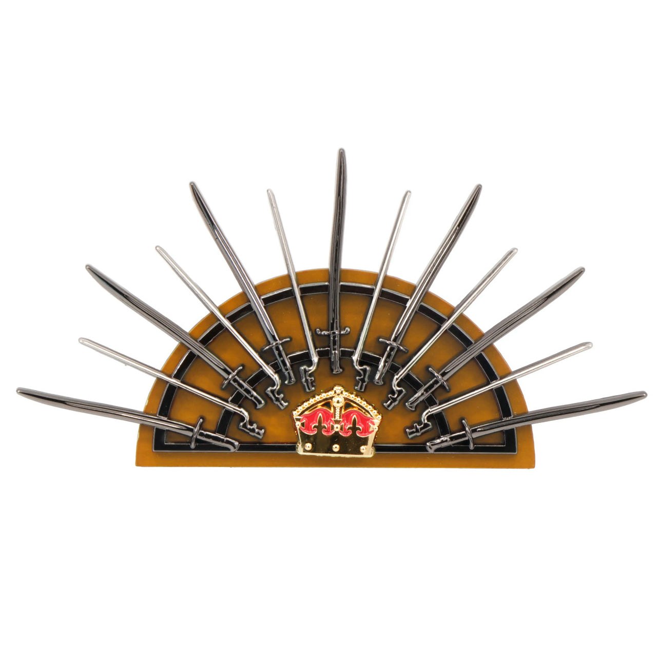 This beautifully crafted timber plaque features a mounted version of the seventh iteration of the iconic Rising Sun Hat Badge, accompanied by a small replica of the Hutton Trophy of Arms, the revered symbol believed to have inspired the design of the Rising Sun Badge. At the front of the plaque, a clear acrylic panel is engraved with a brief history of the Rising Sun, offering a thoughtful narrative behind this powerful emblem. www.moralepatches.com.au
