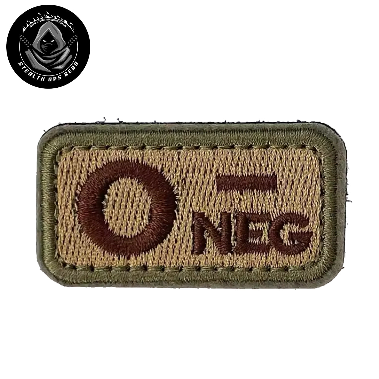 Stealth Ops Gear Small Blood Type Embroidery Patch Tan