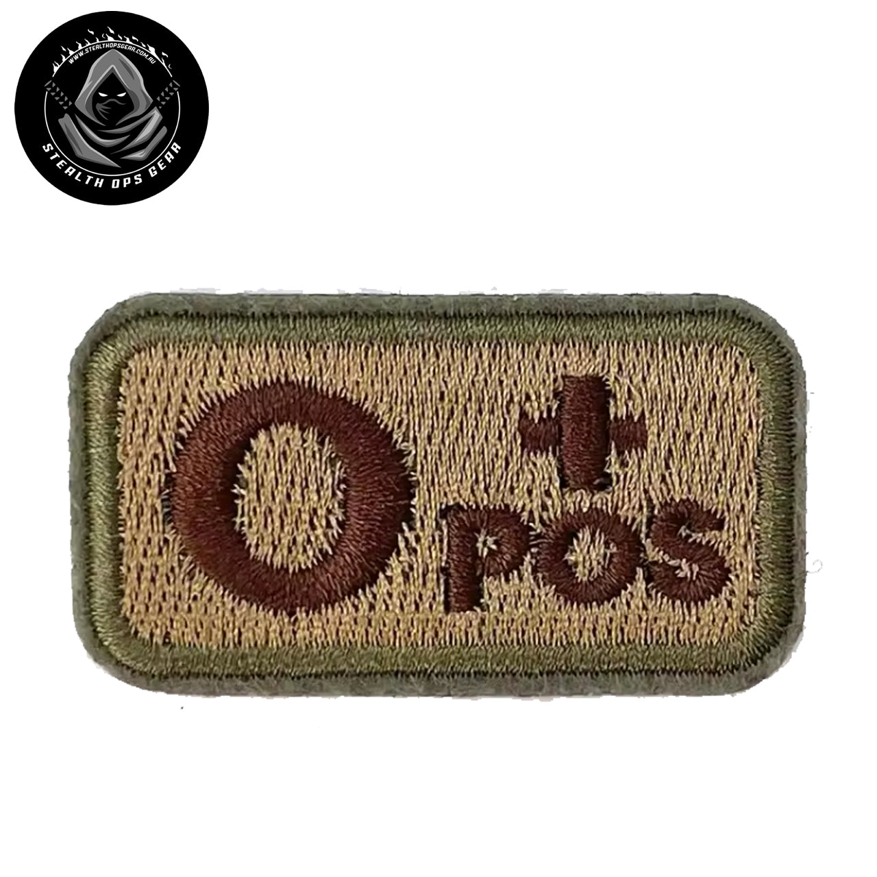 Stealth Ops Gear Small Blood Type Embroidery Patch Tan
