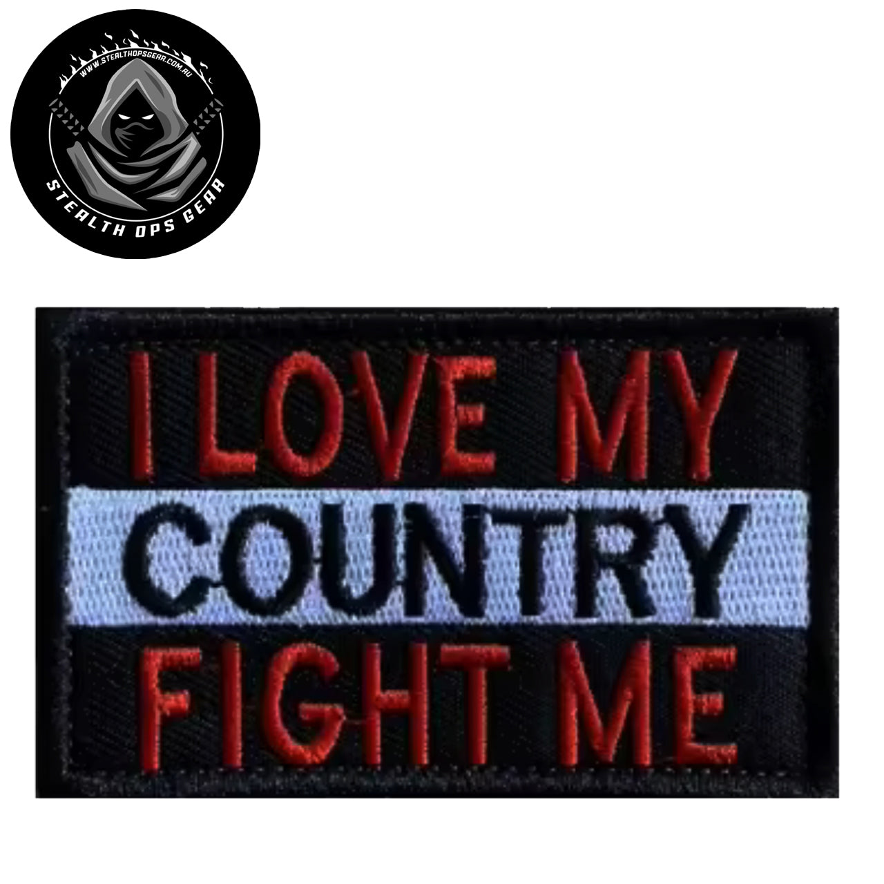 Discover your artistic flair with the I Love My Country Embroidery Patch Hook &amp; Loop. This 8x5cm patch showcases a beautifully embroidered motif and secure hook &amp; loop backing, a must-have for any collector seeking premium additions. www.moralepatches.com.au