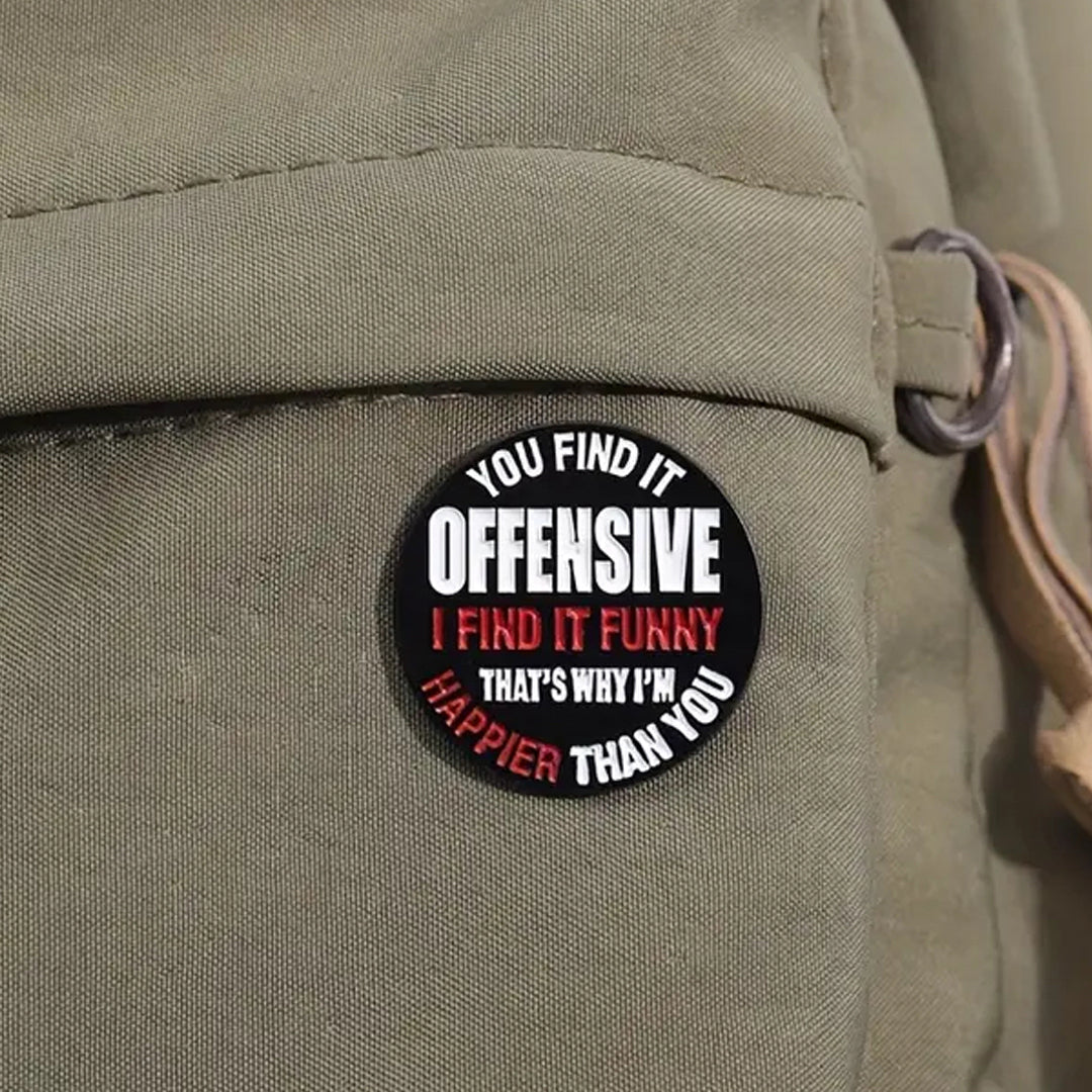 This playful and witty pin is perfect for the friend who shares your sense of humour. Showcasing the clever phrase "I find It Funny Lapel Pin."&nbsp; An ideal gift to brighten someone's day and offer a comforting virtual hug.

Size: 27mm (w) x 27mm (h) www.moralepatches.com.au