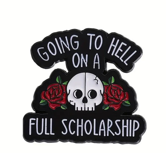 This playful and witty pin is perfect for the friend who shares your sense of humour. Showcasing the clever phrase "Full Scholarship Lapel Pin."&nbsp; An ideal gift to brighten someone's day and offer a comforting virtual hug.

Size: 30mm (w) x 28mm (h) www.moralepatches.com.au