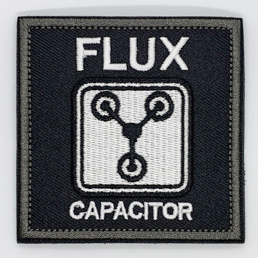 Flux Capacitor Embroidery Velcro Backed Patch.   Size: 7.5x7.5cm   HOOK AND LOOP BACKED PATCH(BOTH PROVIDED) www.moralepatches.com.au