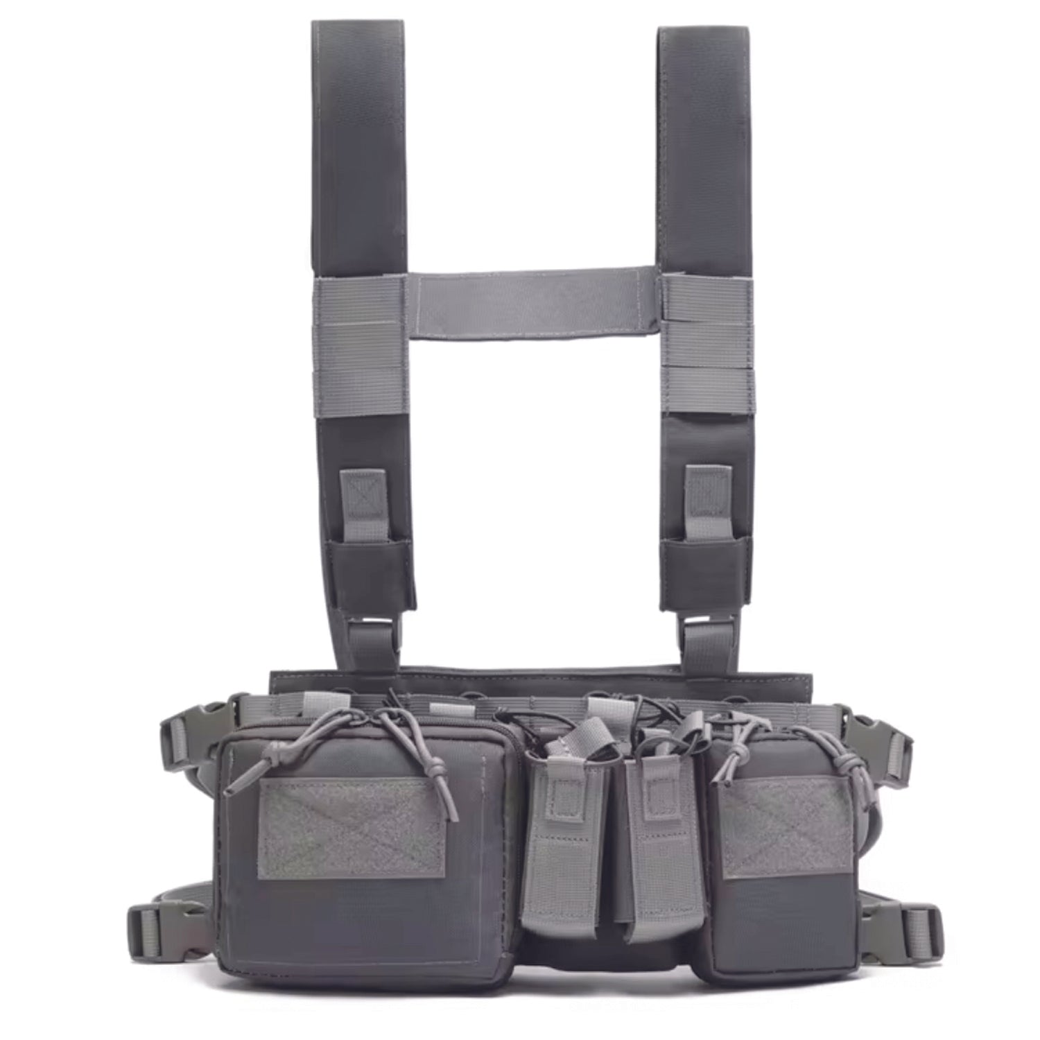 The Stealth OPS Gear Chest Rig Harness in Gray is crafted from durable 500D Nylon, offering strength without the bulk. Its lightweight and compact design ensures maximum mobility and speed with minimal drag. Equipped with four large magazine pouches, two smaller ones, and two front pouches, it’s perfect for airsoft, military drills, and cadet training. Stay agile and prepared with this reliable chest rig. www.moralepatches.com.au