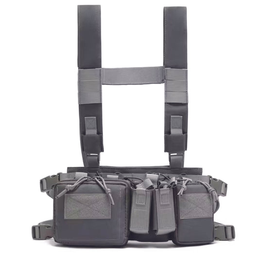 The Stealth OPS Gear Chest Rig Harness in Gray is crafted from durable 500D Nylon, offering strength without the bulk. Its lightweight and compact design ensures maximum mobility and speed with minimal drag. Equipped with four large magazine pouches, two smaller ones, and two front pouches, it’s perfect for airsoft, military drills, and cadet training. Stay agile and prepared with this reliable chest rig. www.moralepatches.com.au