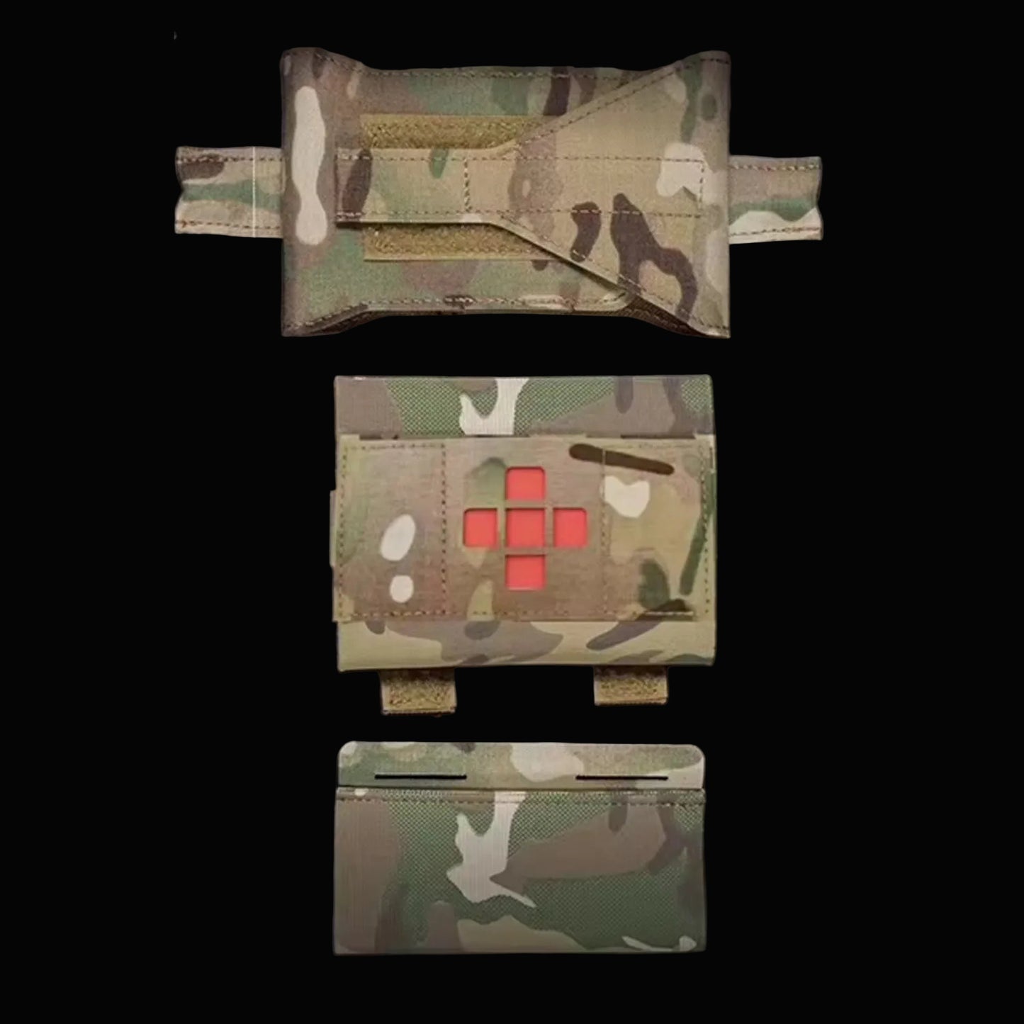 Compact yet comprehensive, this trauma first aid kit pouch combines tactical functionality with practical design. Weighing just 102 grams and measuring 22.5x10cm, it's engineered for rapid response without bulk. www.moralepatches.com.au