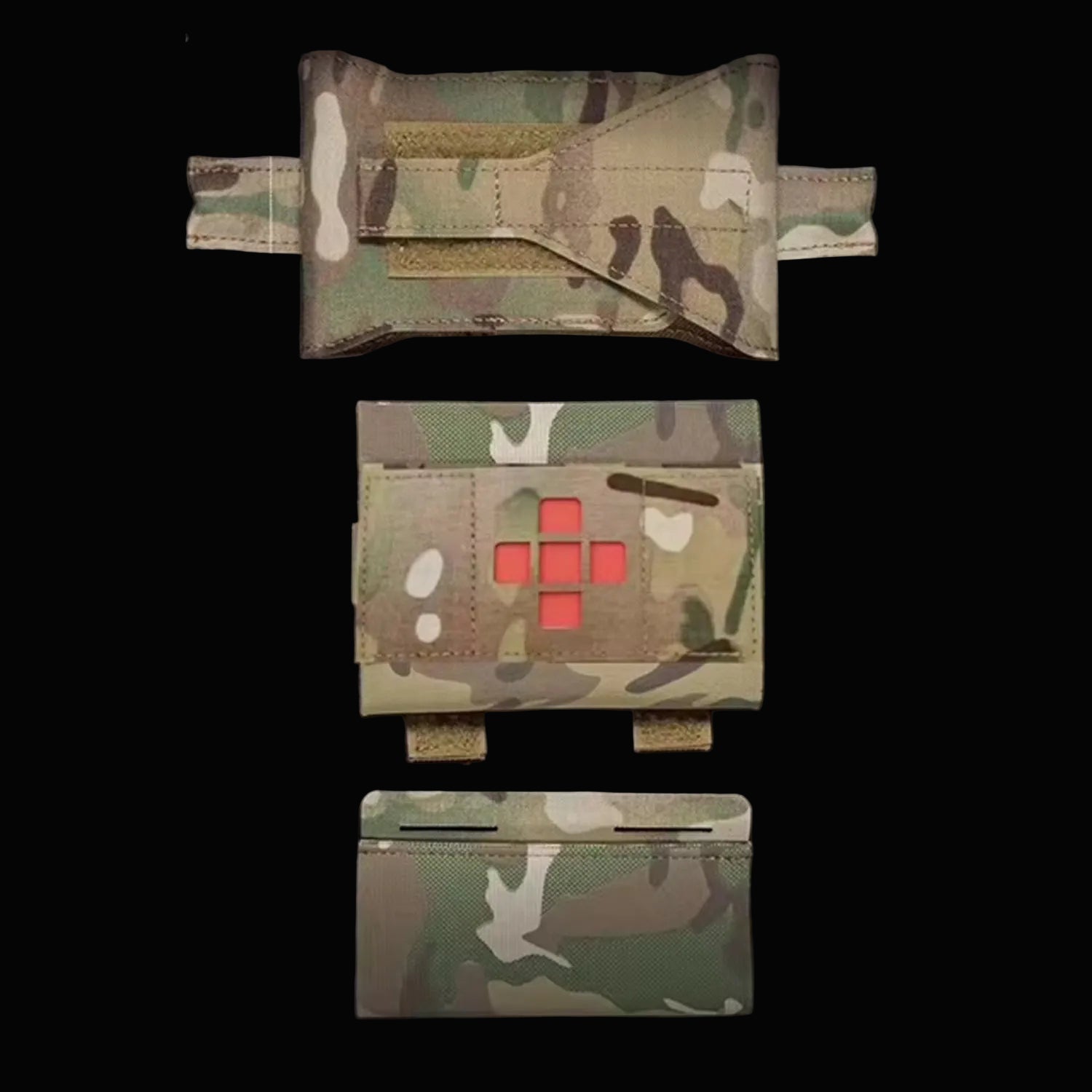 Compact yet comprehensive, this trauma first aid kit pouch combines tactical functionality with practical design. Weighing just 102 grams and measuring 22.5x10cm, it's engineered for rapid response without bulk. www.moralepatches.com.au