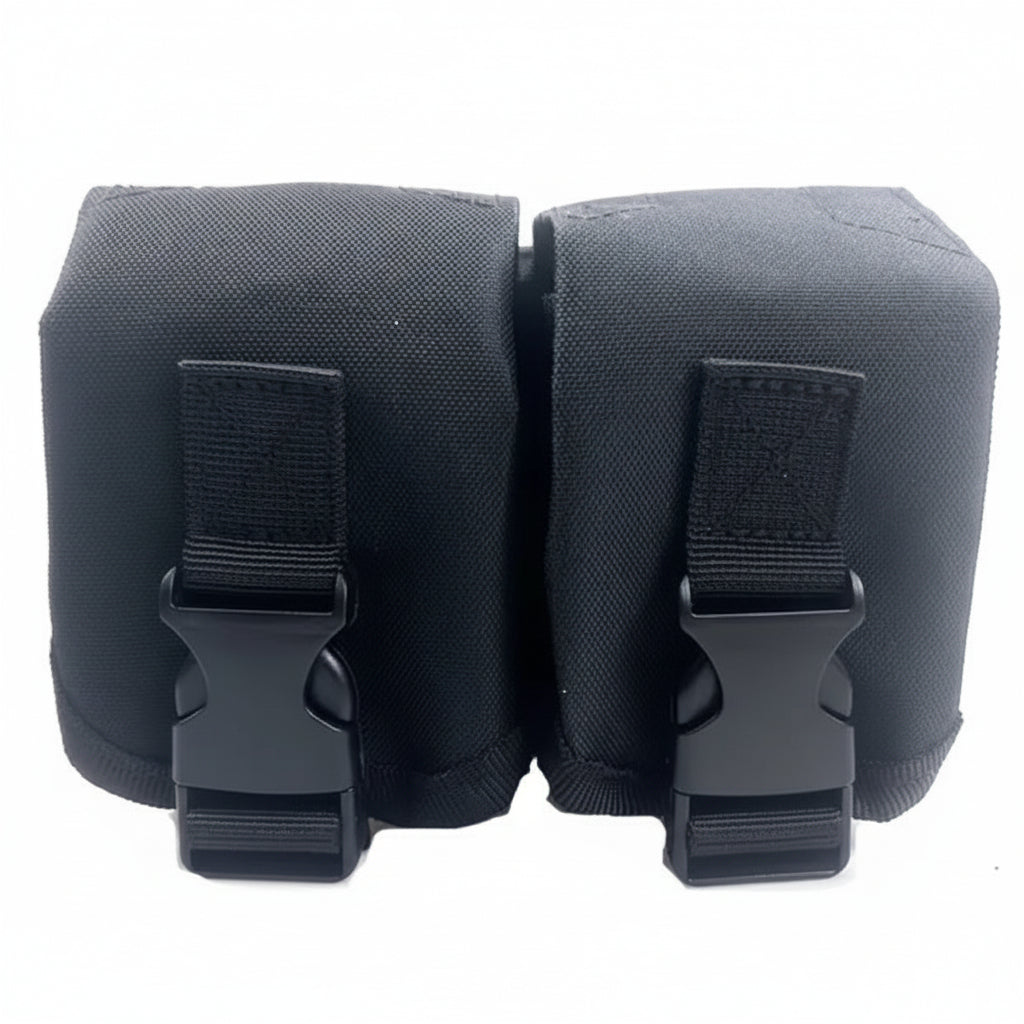 Engineered for tactical efficiency, this Double Frag Grenade Pouch secures F1 grenades and comparable equipment with reliable precision. Constructed from hardwearing 500D nylon with an integrated rear panel and MOLLE webbing, it delivers durability where it counts. www.moralepatches.com.au