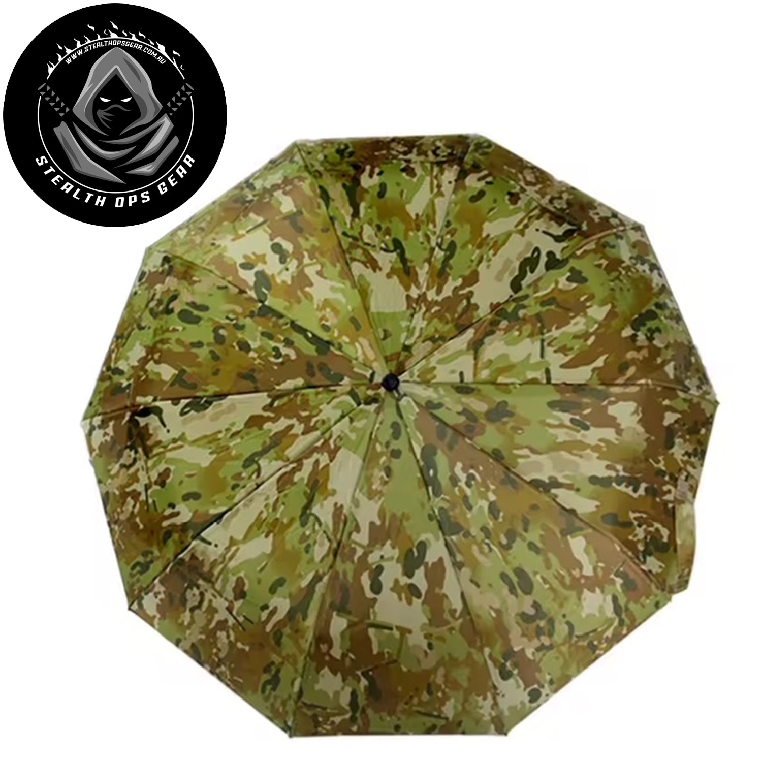 The open umbrella covers a&nbsp;diameter of 116cm&nbsp;for maximum protection. Pressing the handles button will automatically open the canopy, creating a one handed, hassle free deployment. www.moralepatches.com.au