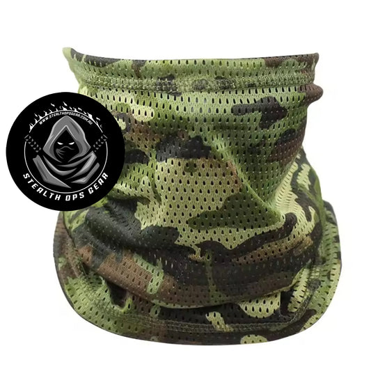 Made of 100% polyester, the Multicam Mesh Polyester Neck Gaiter from Stealth Ops Gear features a two-way elastic design for a snug fit and maximum comfort. With a seam along the lower opening for better grip and durability, this neck gaiter eliminates the need for a seam at the top opening, reducing itching and avoiding interference with eye and ear protection. www.moralepatches.com.au