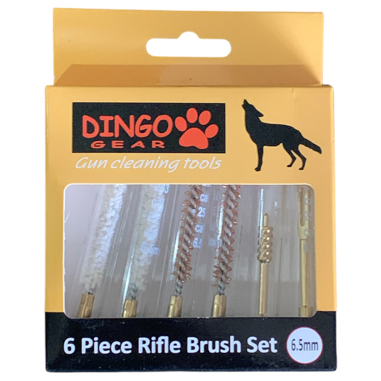 The Dingo Gear .6.5mm Rifle 6 piece Brush Set has the brushes you need. Each brush comes in its own plastic cylinder for safe and clean storage. www.moralepatches.com.au