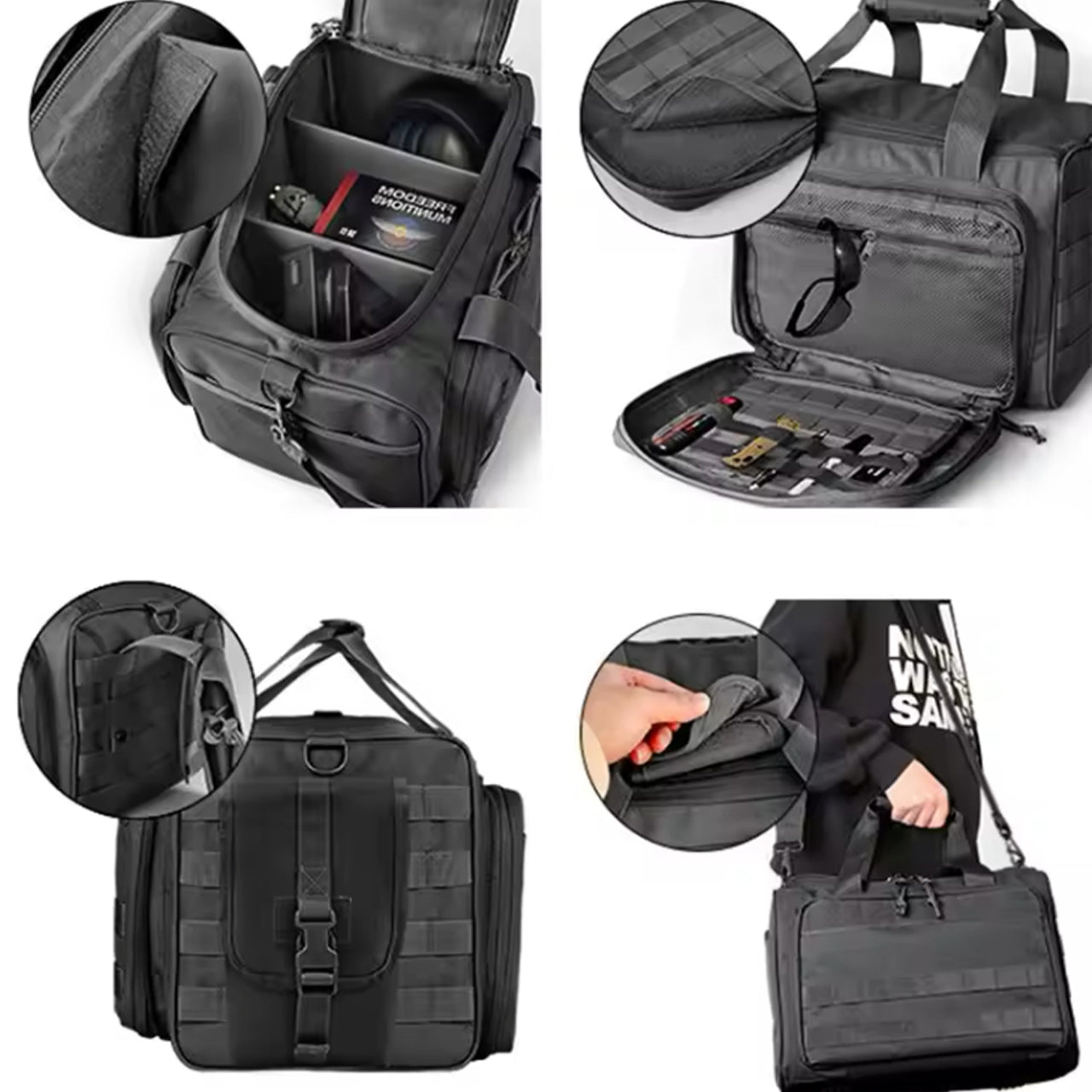 Tactical Gun Range Bag Shooting Duffle Bags for Handguns Pistols with Lockable Zipper and Heavy Duty Antiskid Feet. www.moralepatches.com.au