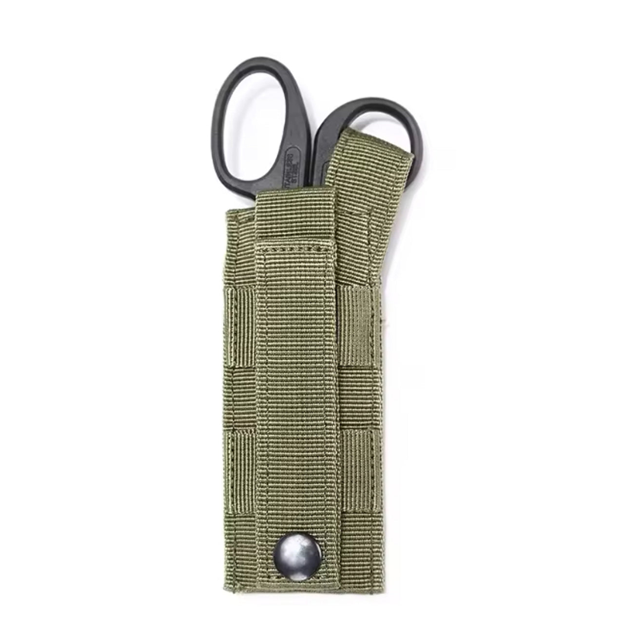 This locally made pouch is designed for tactical vests plus belts and offers a sleek, lightweight, and effective solution. It features a padded sleeve for a single pair of medium sized trauma shears, with an easy access button clip system that can be operated with one hand. The pouch only requires one MOLLE column for attachment, ensuring quick and convenient access to vital tools when every second counts. www.moralepatches.com.au
