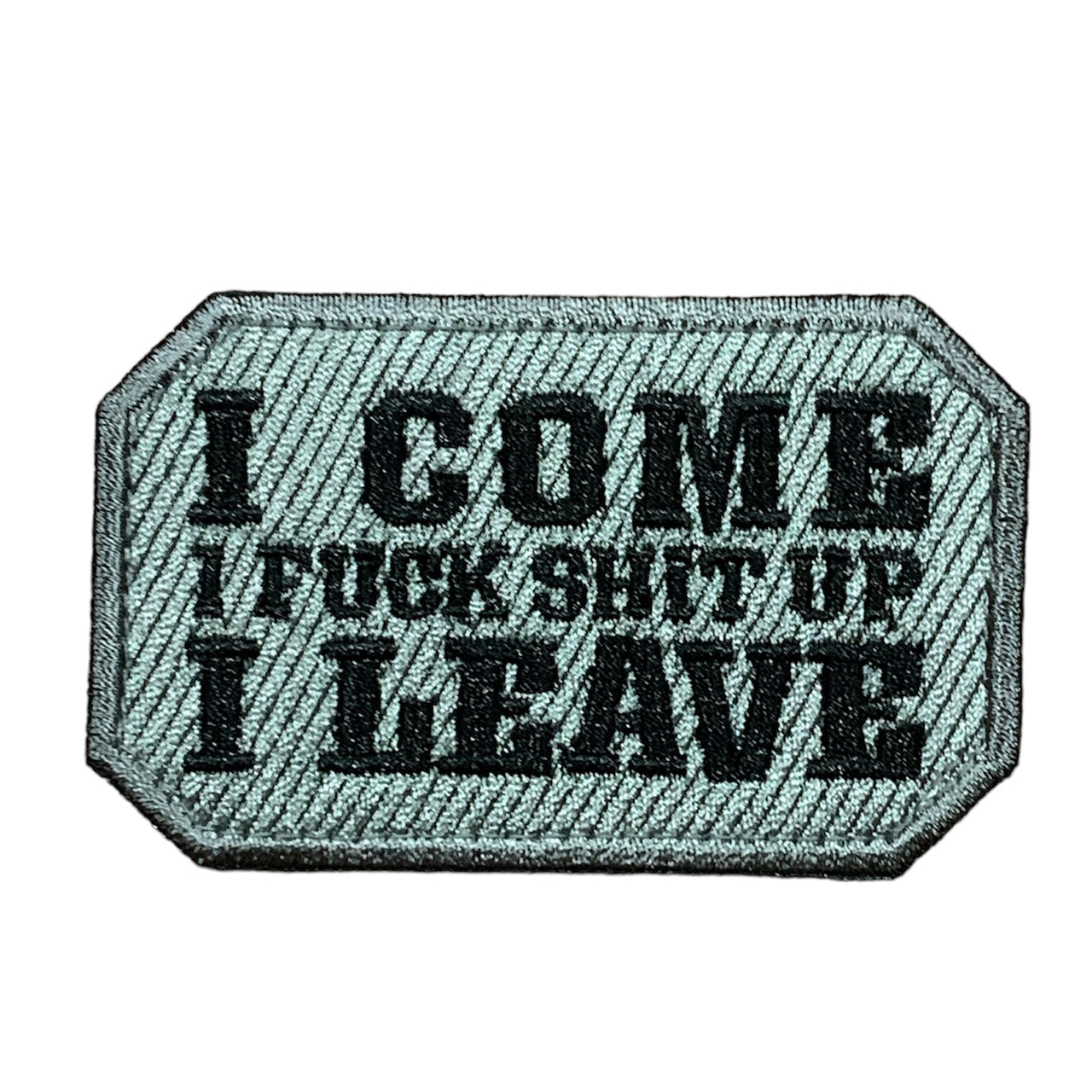 This beautifully crafted Embroidery Morale Patch, featuring the words "I Come I Leave," will instantly enhance your gear and showcase your unique style. Measuring 8x5cm, it easily attaches with the hook and loop provided. Make a statement and stand out with this must-have patch! www.moralepatches.com.au