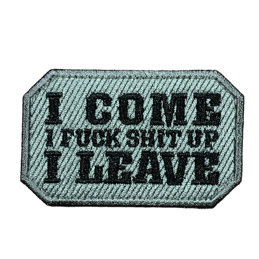 This beautifully crafted Embroidery Morale Patch, featuring the words "I Come I Leave," will instantly enhance your gear and showcase your unique style. Measuring 8x5cm, it easily attaches with the hook and loop provided. Make a statement and stand out with this must-have patch! www.moralepatches.com.au