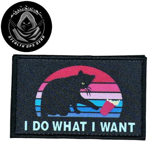 Unleash your creativity with the I Do What I Want Embroidery Morale Patch Hook &amp; Loop Stealth Ops Gear! Measuring 8x5cm and featuring a beautifully embroidered design and secure hook &amp; loop backing, this patch is a must-have for any collector. www.moralepatches.com.au
