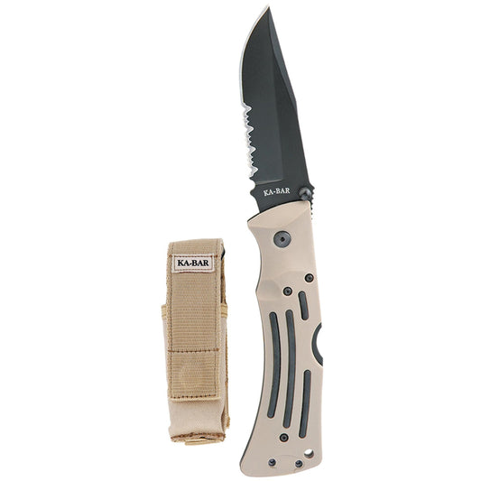 Discover the perfect solution for your search for a reliable folding knife: the ultra-durable design and impressive weight of this folder ensures dependable performance even in extreme conditions. With its partially serrated blade, it effortlessly slices through looped and synthetic fabrics. Features a reversible pocket clip and comes with a polyester sheath. www.moralepatches.com.au