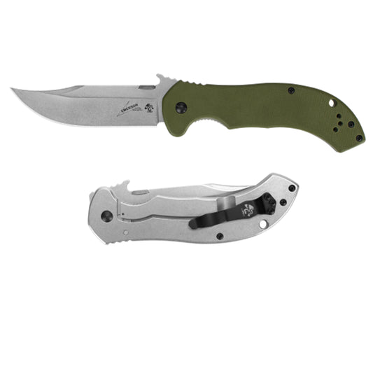 The CQC-10K joins the popular Kershaw–Emerson series. Based on the Emerson Appalachian, it’s an adept hunting knife, but also ideal for survival, camping, bushcrafting—or for just about any outdoor activity. The bowie-style blade is versatile for a full range of cutting tasks. Deeply curved handle offers a super-solid grip in a wide range of conditions. www.moralepatches.com.au