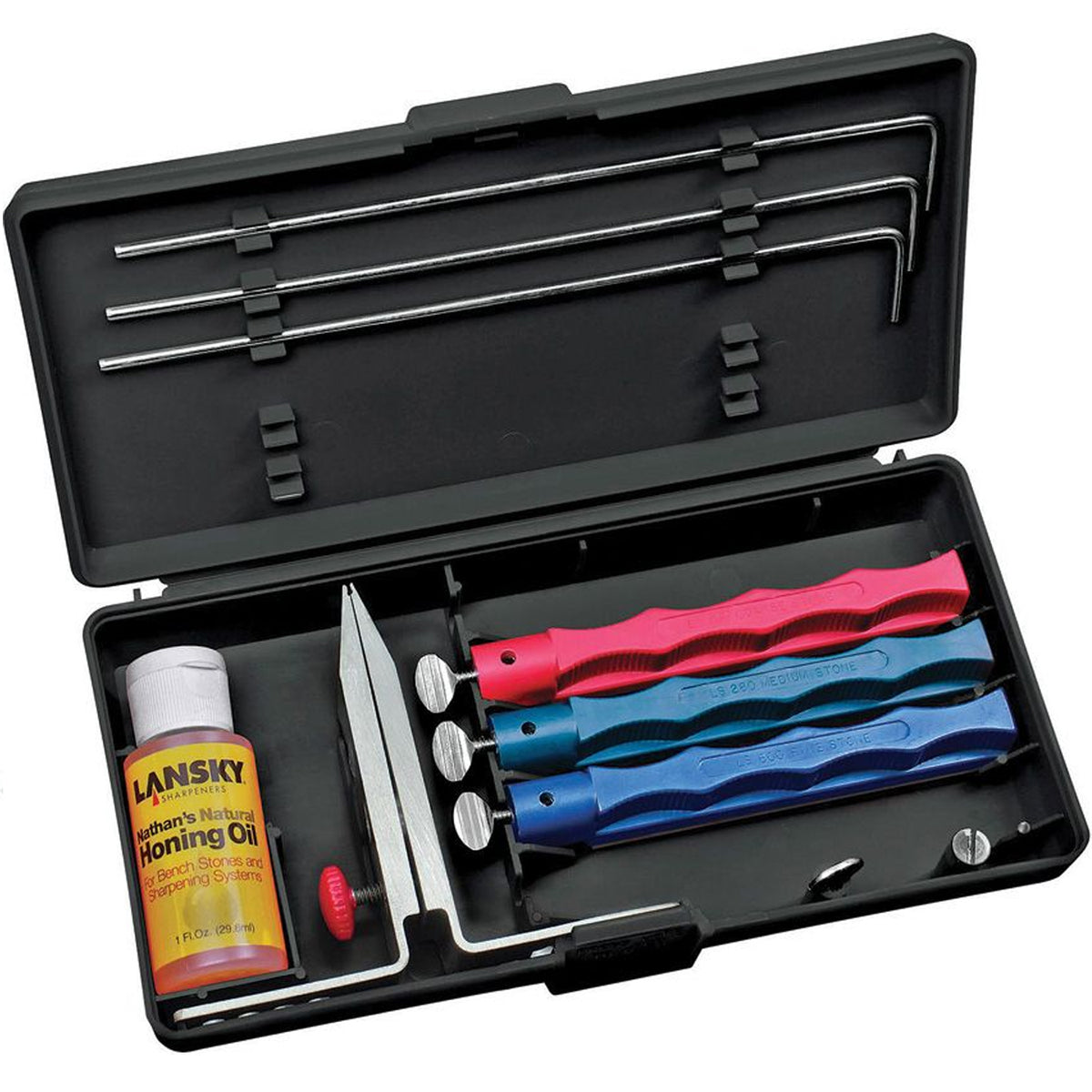 The Lansky&nbsp;Controlled-Angle&nbsp;Sharpening System is a guided knife sharpening system that ensures your knife gets sharpened to the exact bevel you specify every time. This system is designed to give your blade a professional, razor-sharp edge regardless of your sharpening ability. www.moralepatches.com.au
