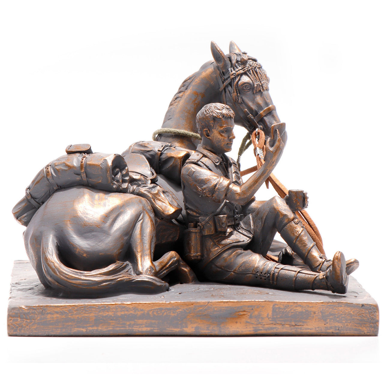 An eagerly awaited letter from home allows a Light Horseman a moment of rest with his ever-curious mount. News from home, much anticipated due to the many months awaiting the arrival of a letter, often provided a great boost of morale for the young men living in uncomfortable and dangerous conditions alongside their loyal mounts. This shared quiet moment helps to capture the little comforts and the strong bond formed between rider and mount. www.moralepatches.com.au