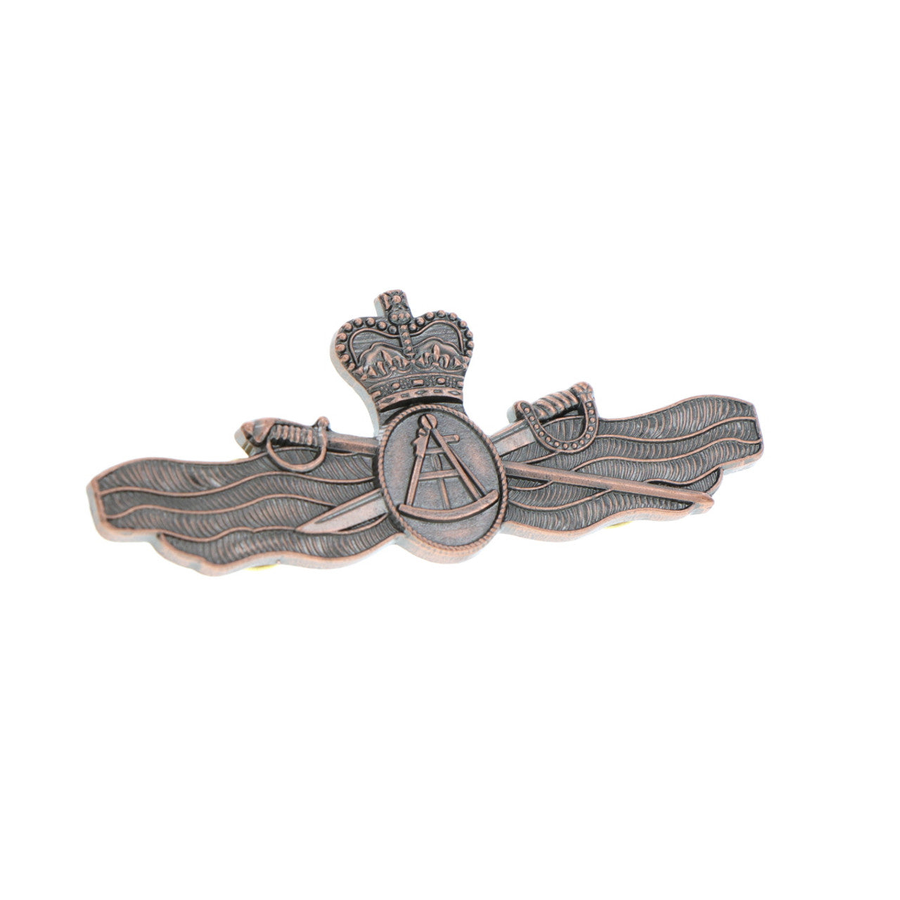 Secure the Maritime Geospatial Officer Brass Badge in the perfect, large size! Complete with two butterfly clutch pins, your badge is waiting to be worn with pride. Show off your achievements with a sense of style! www.moralepatches.com.au