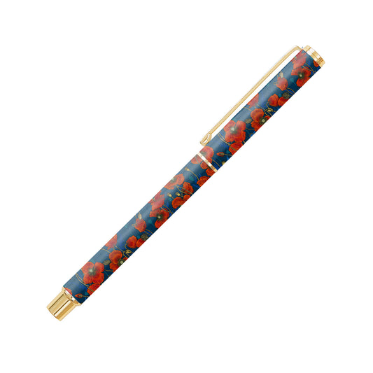Featuring the beautifully detailed artwork 'Where the Poppies Grow' from Australian artist Adriana Seserko, this metal pen has a smooth glide rollerball mechanism for easy writing. Bring remembrance into the everyday with this sensational pen from our Poppy Mpressions Collection. www.moralepatches.com.au