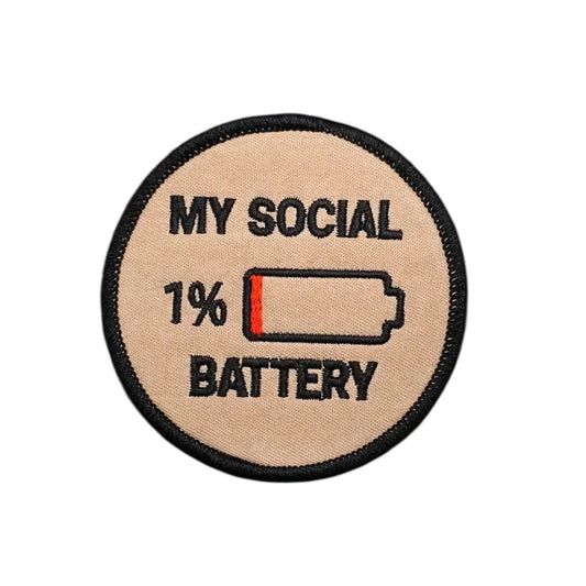 Transform into your strongest self with the My Social Battery Back Morale Patch Velcro Backed, measuring 7.5cm! Unleash your inner power and conquer every challenge with confidence and style. www.moralepatches.com.au