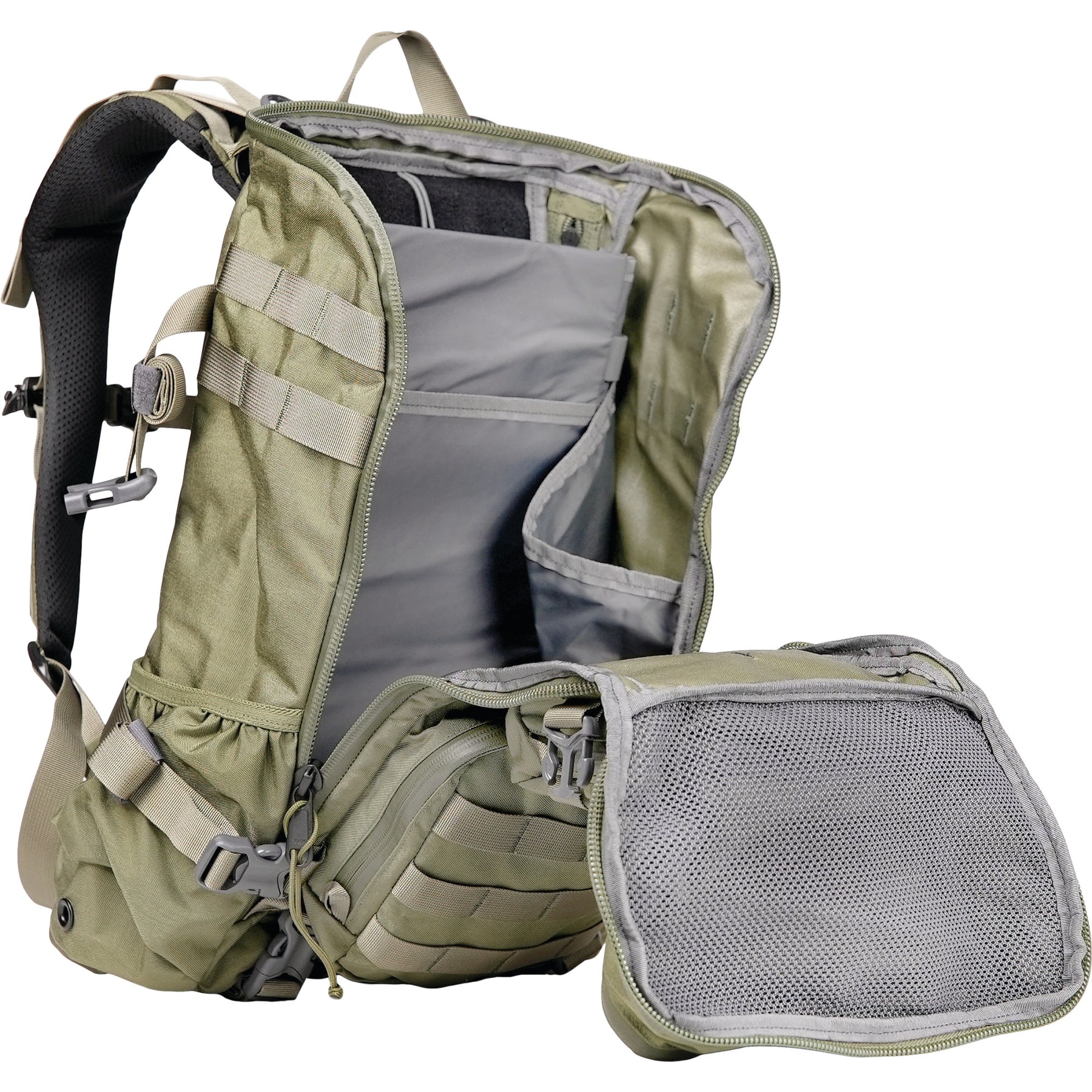 A loop-lined laptop sleeve, internal bottle pockets and attached admin lid offer work-rich features, yet the hydro-ported body panel is ready for off-road adventures.  www.moralepatches.com.au