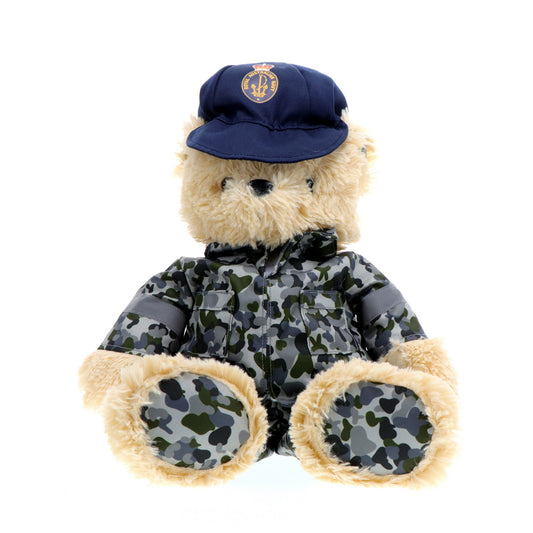 This wonderfully cuddly 40cm Navy bear brings joy to both young and old, and celebrates the brave heroes of the Royal Australian Navy. Show your pride in our country and express your admiration with this possibly most lovable Navy bear ever. Unforgettable comfort and delight guaranteed! www.moralepatches.com.au