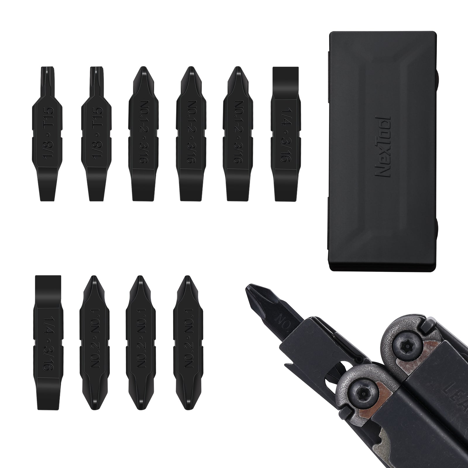 The NexTool Bit Kit AS2 is engineered to enhance the versatility of compatible NexTool multi-tools equipped with a bit driver interface. Designed for durability and precision, the AS2 set provides a range of commonly used driver bits in a compact and organised storage format. www.moralepatches.com.au