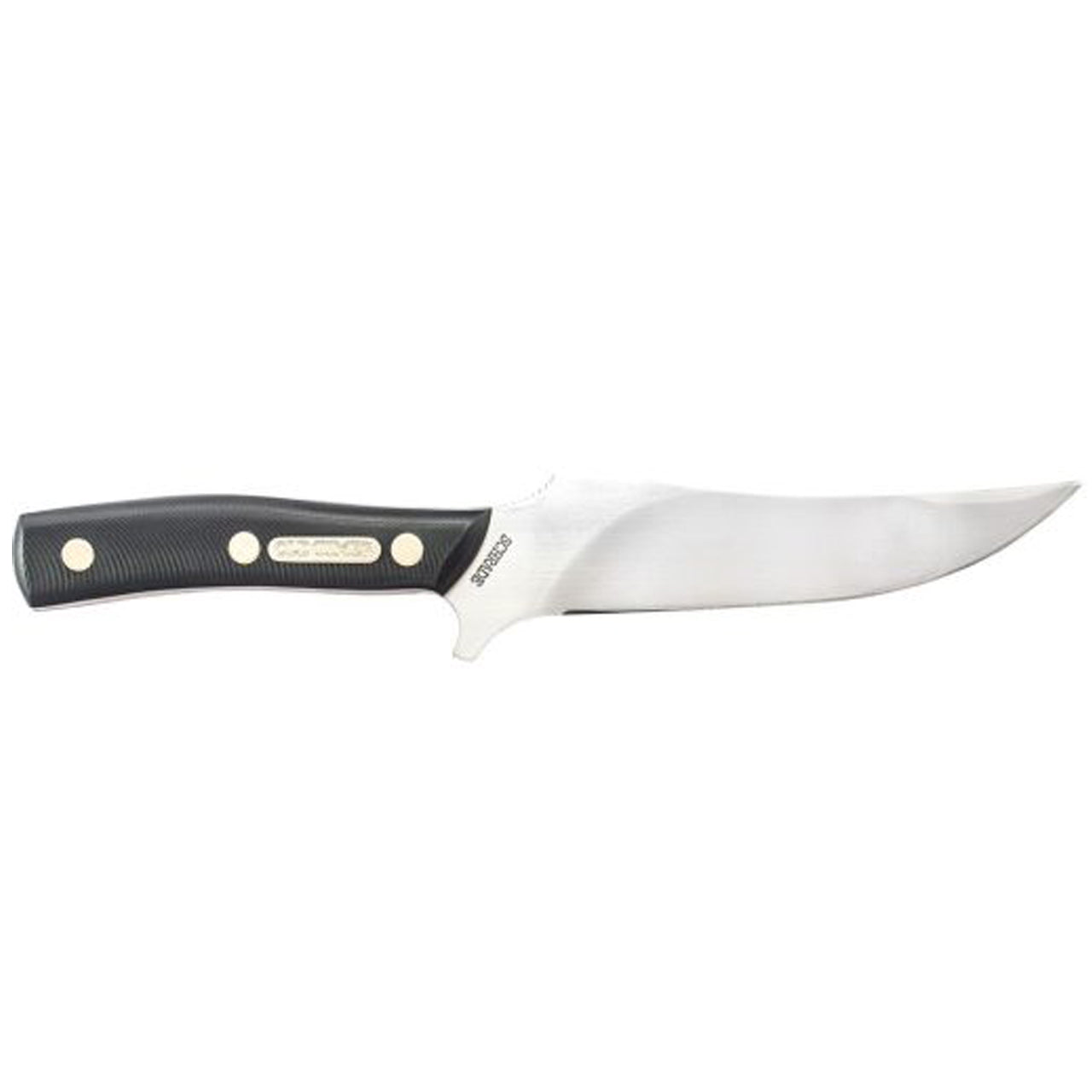 This Old Timer Deerslayer Knife is a great tool to take along on hunting trips. It features a stainless steel satin finish clip point blade. The full tang blade is clad with polymer composite scales, and nickel silver rivet construction. The Deerslayer comes with a leather sheath. www.moralepatches.com.au